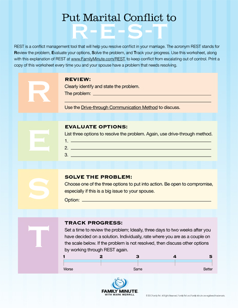 Family Minute Rest Worksheet